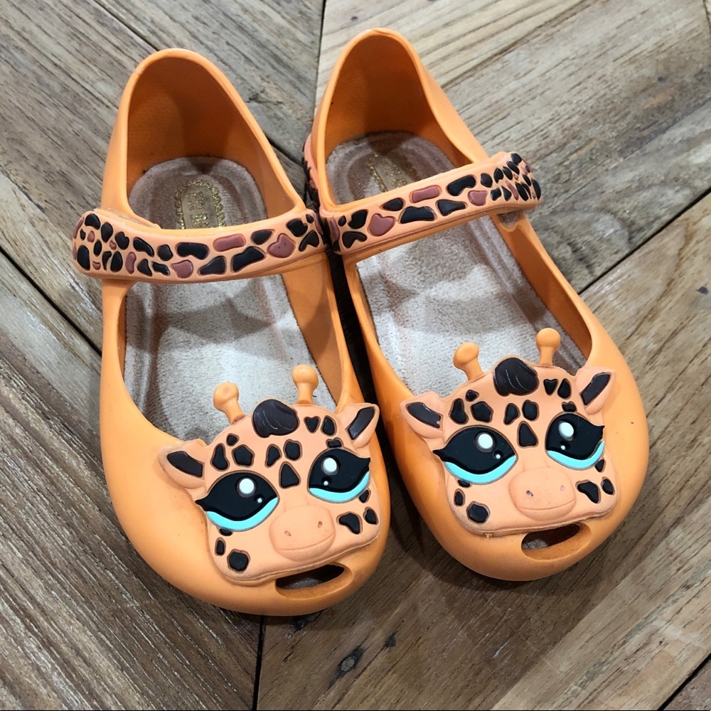 Mini Melissa orange Giraffe shoes
